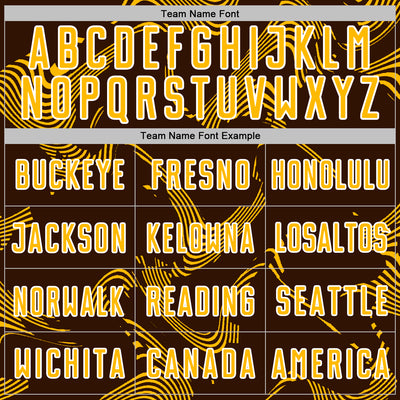 Custom Brown Gold-White Curve Lines Sports Sublimation Soccer Uniform Jersey