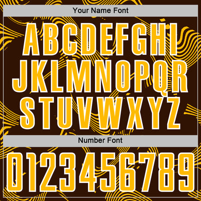 Custom Brown Gold-White Curve Lines Sports Sublimation Soccer Uniform Jersey