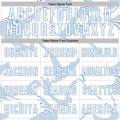 Custom White Light Blue Curve Lines Sports Sublimation Soccer Uniform Jersey