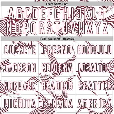 Custom White Burgundy Curve Lines Sports Sublimation Soccer Uniform Jersey