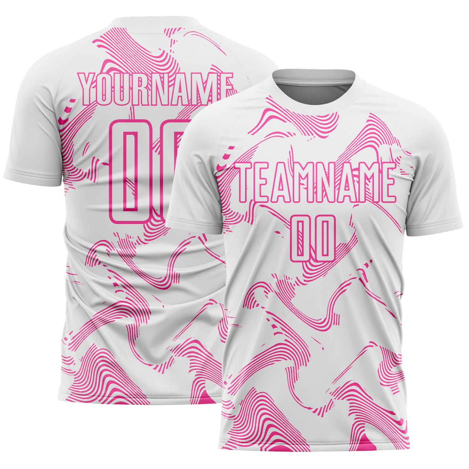 Custom White Pink Curve Lines Sports Sublimation Soccer Uniform Jersey
