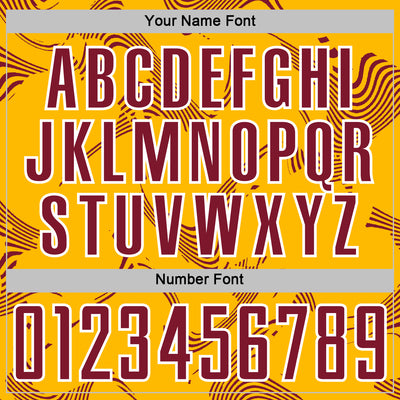 Custom Gold Crimson-White Curve Lines Sports Sublimation Soccer Uniform Jersey