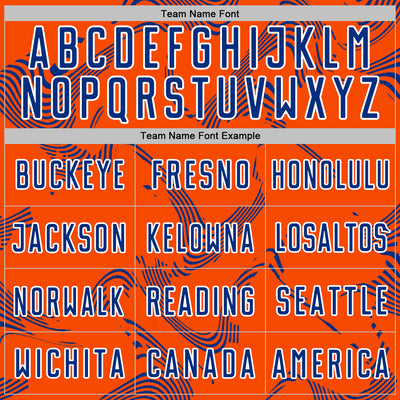 Custom Orange Royal-White Curve Lines Sports Sublimation Soccer Uniform Jersey