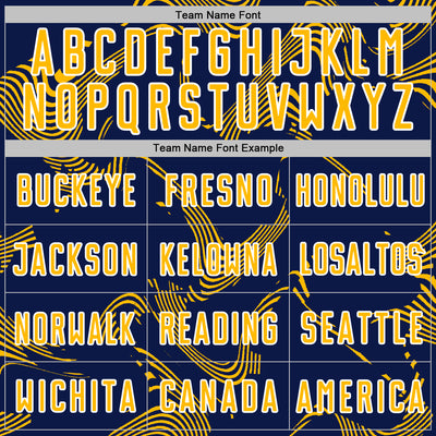 Custom Navy Gold-White Curve Lines Sports Sublimation Soccer Uniform Jersey