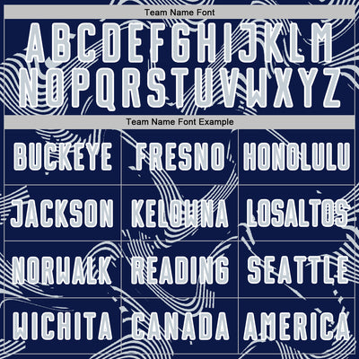 Custom Navy Silver-White Curve Lines Sports Sublimation Soccer Uniform Jersey