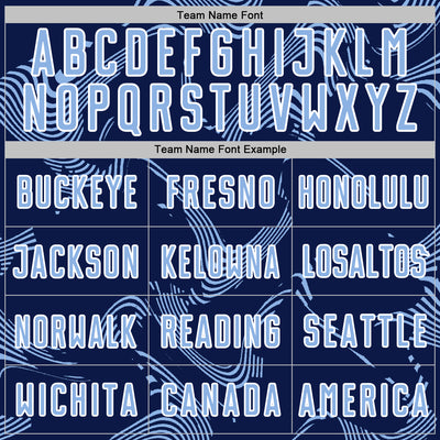 Custom Navy Light Blue-White Curve Lines Sports Sublimation Soccer Uniform Jersey