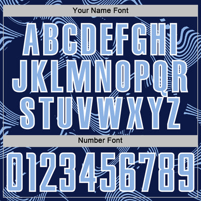 Custom Navy Light Blue-White Curve Lines Sports Sublimation Soccer Uniform Jersey