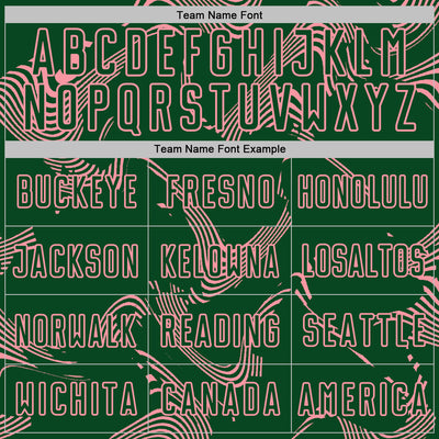 Custom Green Medium Pink Curve Lines Sports Sublimation Soccer Uniform Jersey