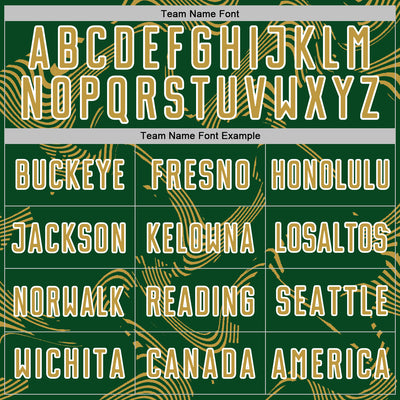 Custom Green Old Gold-White Curve Lines Sports Sublimation Soccer Uniform Jersey