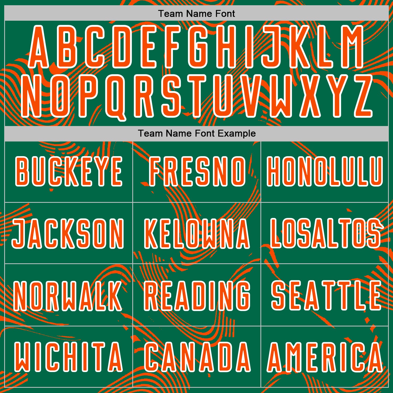 Custom Kelly Green Orange-White Curve Lines Sports Sublimation Soccer Uniform Jersey