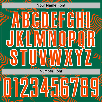 Custom Kelly Green Orange-White Curve Lines Sports Sublimation Soccer Uniform Jersey