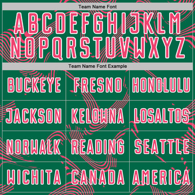 Custom Kelly Green Neon Pink-White Curve Lines Sports Sublimation Soccer Uniform Jersey