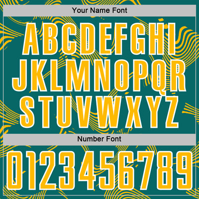 Custom Teal Gold-White Curve Lines Sports Sublimation Soccer Uniform Jersey