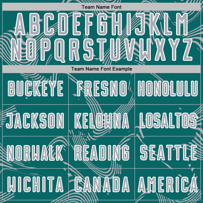 Custom Teal Gray-White Curve Lines Sports Sublimation Soccer Uniform Jersey