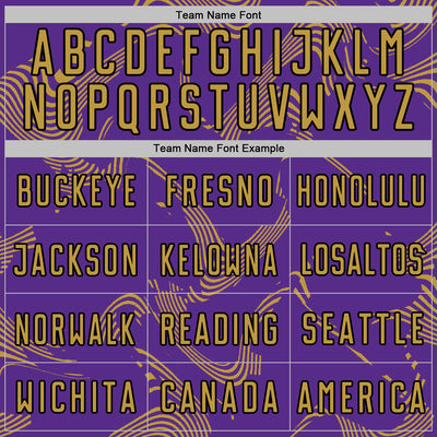 Custom Purple Old Gold-Black Curve Lines Sports Sublimation Soccer Uniform Jersey