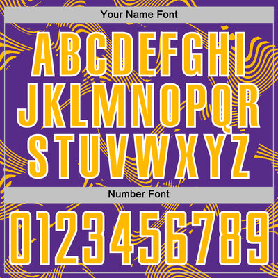 Custom Purple Gold-White Curve Lines Sports Sublimation Soccer Uniform Jersey