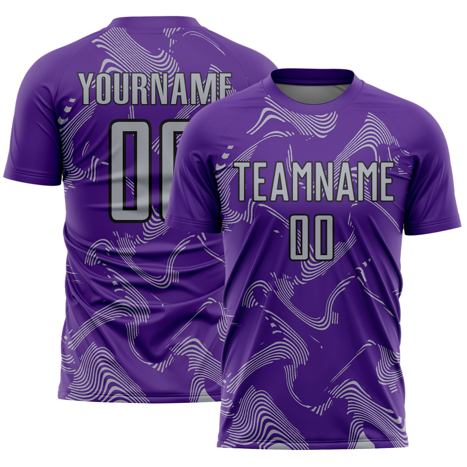 Custom Purple Gray-Black Curve Lines Sports Sublimation Soccer Uniform Jersey
