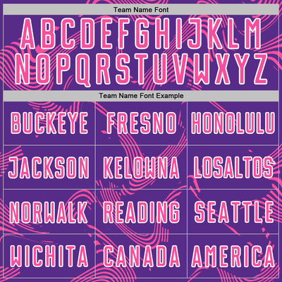 Custom Purple Pink-White Curve Lines Sports Sublimation Soccer Uniform Jersey