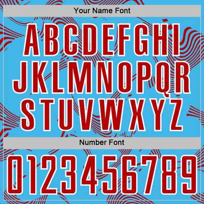 Custom Sky Blue Red-White Curve Lines Sports Sublimation Soccer Uniform Jersey