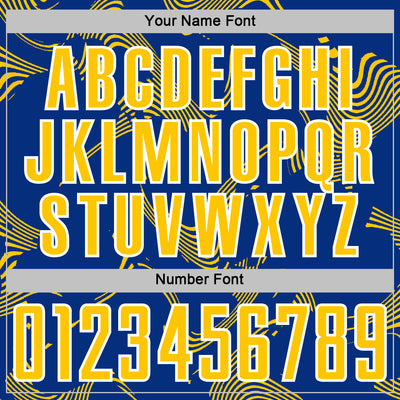 Custom Royal Yellow-White Curve Lines Sports Sublimation Soccer Uniform Jersey