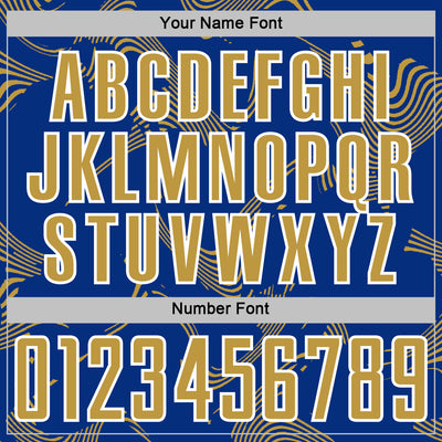 Custom Royal Old Gold-White Curve Lines Sports Sublimation Soccer Uniform Jersey