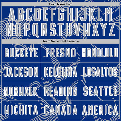 Custom Royal Gray-White Curve Lines Sports Sublimation Soccer Uniform Jersey