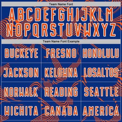 Custom Royal Orange-White Curve Lines Sports Sublimation Soccer Uniform Jersey