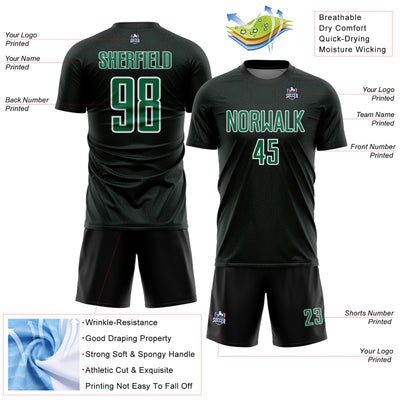 Custom Black Kelly Green-White Geometric Shape Sports Sublimation Soccer Uniform Jersey