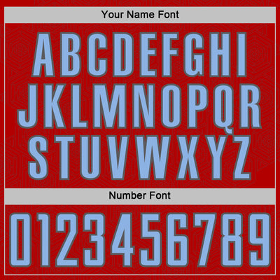 Custom Red Light Blue-Steel Gray Geometric Shape Sports Sublimation Soccer Uniform Jersey