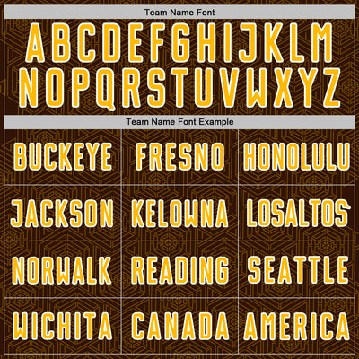 Custom Brown Gold-White Geometric Shape Sports Sublimation Soccer Uniform Jersey