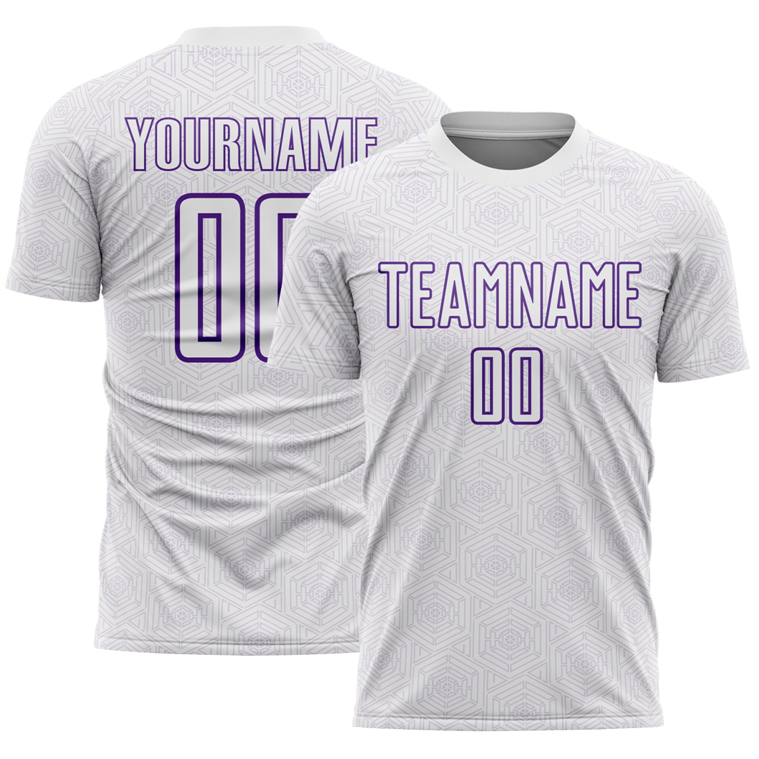 Custom White Purple Geometric Shape Sports Sublimation Soccer Uniform Jersey