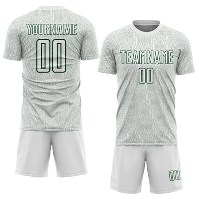 Custom White Green Geometric Shape Sports Sublimation Soccer Uniform Jersey