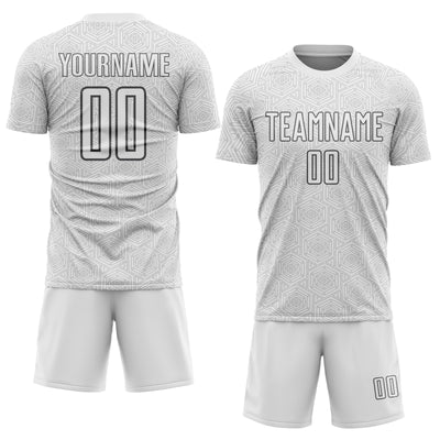Custom White Steel Gray Geometric Shape Sports Sublimation Soccer Uniform Jersey
