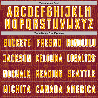 Custom Crimson Gold-White Geometric Shape Sports Sublimation Soccer Uniform Jersey