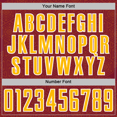 Custom Crimson Gold-White Geometric Shape Sports Sublimation Soccer Uniform Jersey