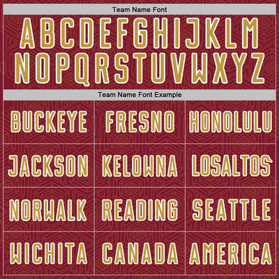 Custom Crimson Old Gold-White Geometric Shape Sports Sublimation Soccer Uniform Jersey