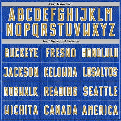 Custom Thunder Blue Old Gold-White Geometric Shape Sports Sublimation Soccer Uniform Jersey