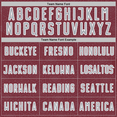 Custom Burgundy Gray-White Geometric Shape Sports Sublimation Soccer Uniform Jersey