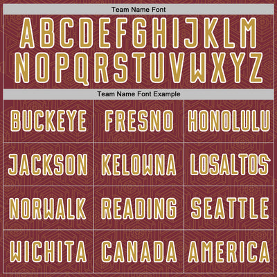 Custom Burgundy Old Gold-White Geometric Shape Sports Sublimation Soccer Uniform Jersey