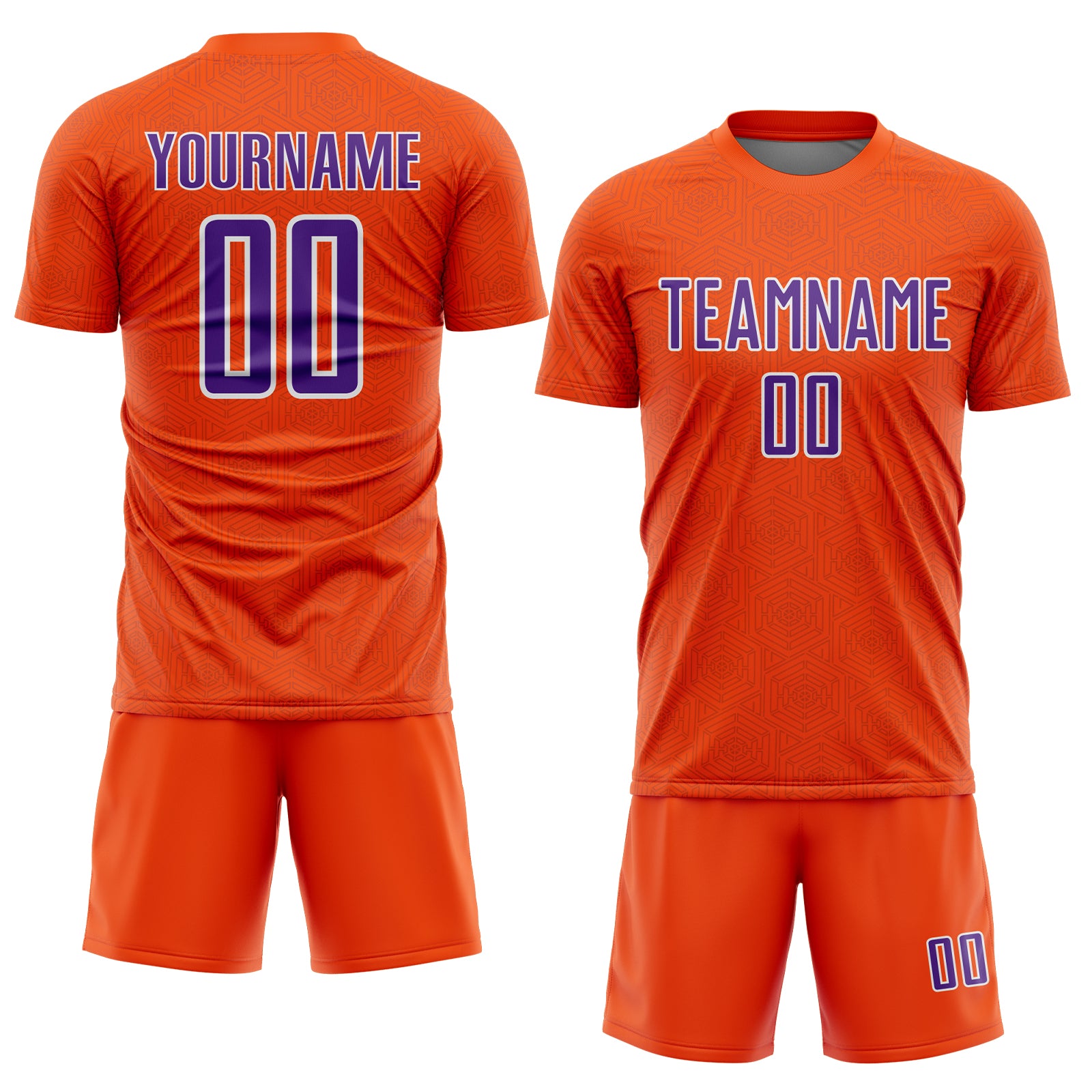 Custom Orange Purple-White Geometric Shape Sports Sublimation Soccer Uniform Jersey