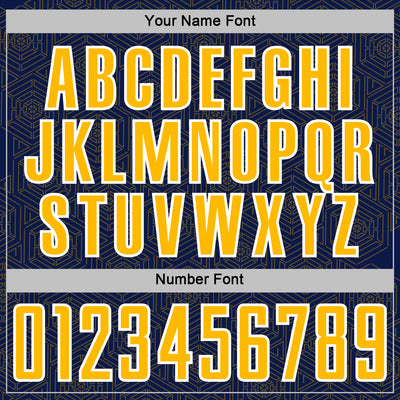 Custom Navy Gold-White Geometric Shape Sports Sublimation Soccer Uniform Jersey
