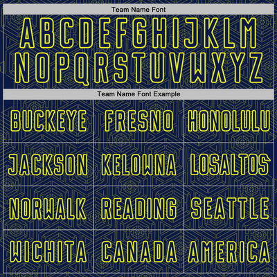 Custom Navy Neon Yellow Geometric Shape Sports Sublimation Soccer Uniform Jersey