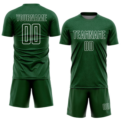 Custom Green White Geometric Shape Sports Sublimation Soccer Uniform Jersey