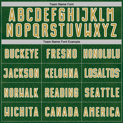 Custom Green Old Gold-White Geometric Shape Sports Sublimation Soccer Uniform Jersey