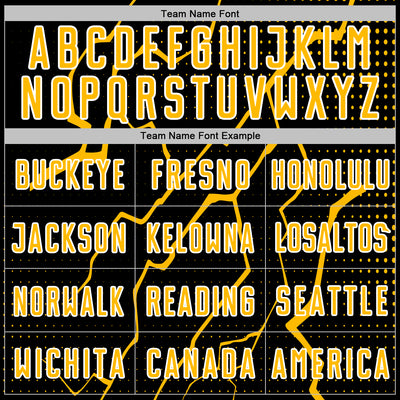 Custom Black Gold-White Lightning Sports Sublimation Soccer Uniform Jersey