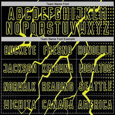 Custom Black Neon Yellow Lightning Sports Sublimation Soccer Uniform Jersey