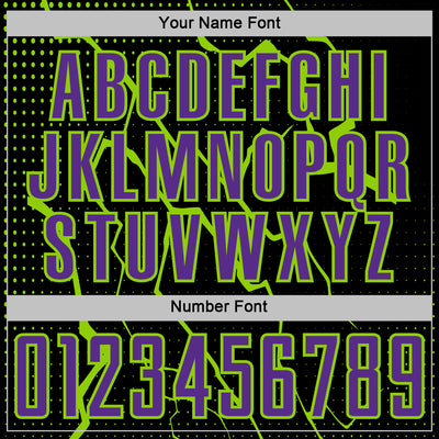 Custom Black Purple-Neon Green Lightning Sports Sublimation Soccer Uniform Jersey