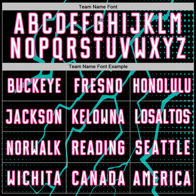 Custom Black White Aqua-Pink Lightning Sports Sublimation Soccer Uniform Jersey