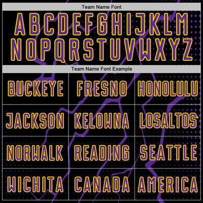 Custom Black Purple-Yellow Lightning Sports Sublimation Soccer Uniform Jersey