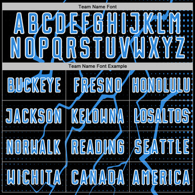 Custom Black Powder Blue-White Lightning Sports Sublimation Soccer Uniform Jersey